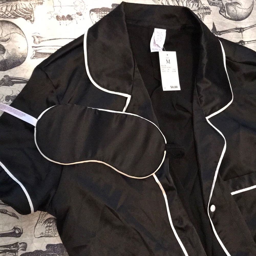 Target silky black pj shirt and sleep mask
